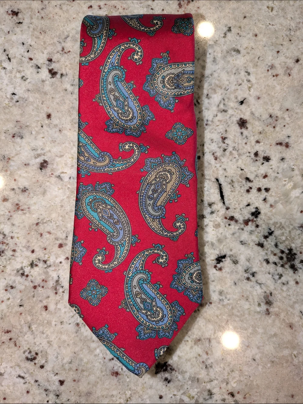 Vintage Christian Dior 100% Silk Red Paisley Neck Tie Made in USA Woven Italy